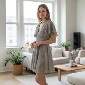 Flutter sleeve leopard dress